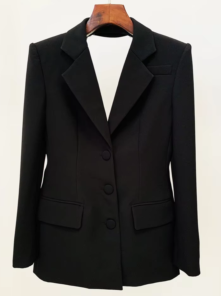 Black High Street Blazer with Rhinestones and open bak