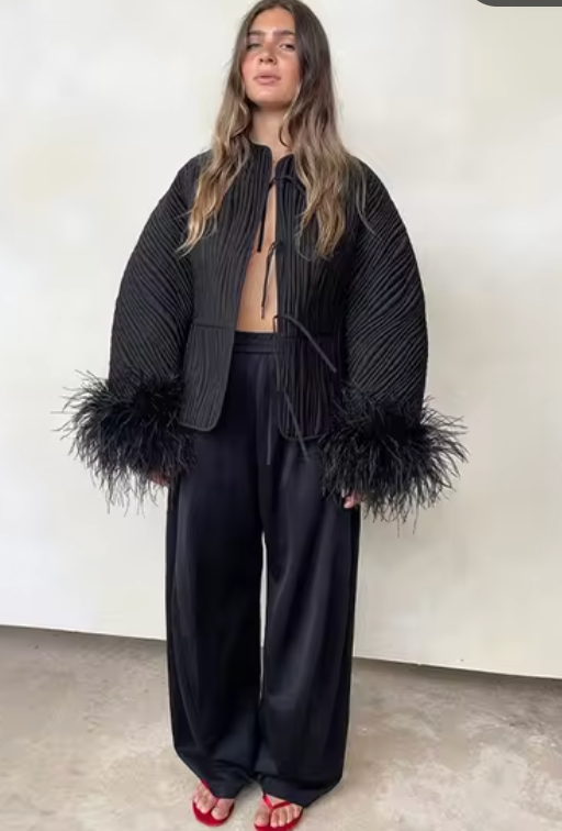 Black Parisian Feather jacket