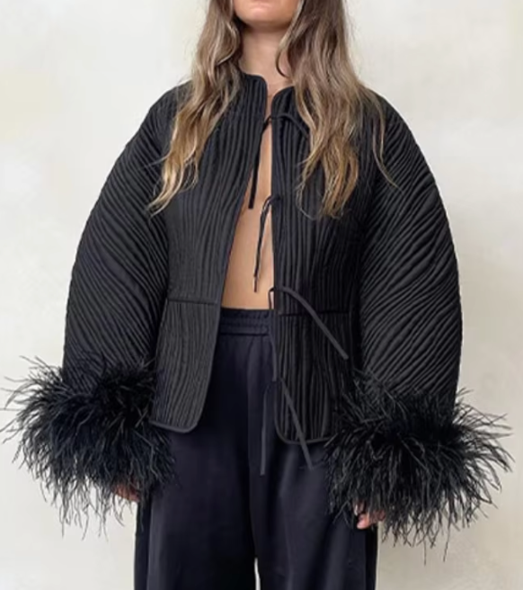 Black Parisian Feather jacket